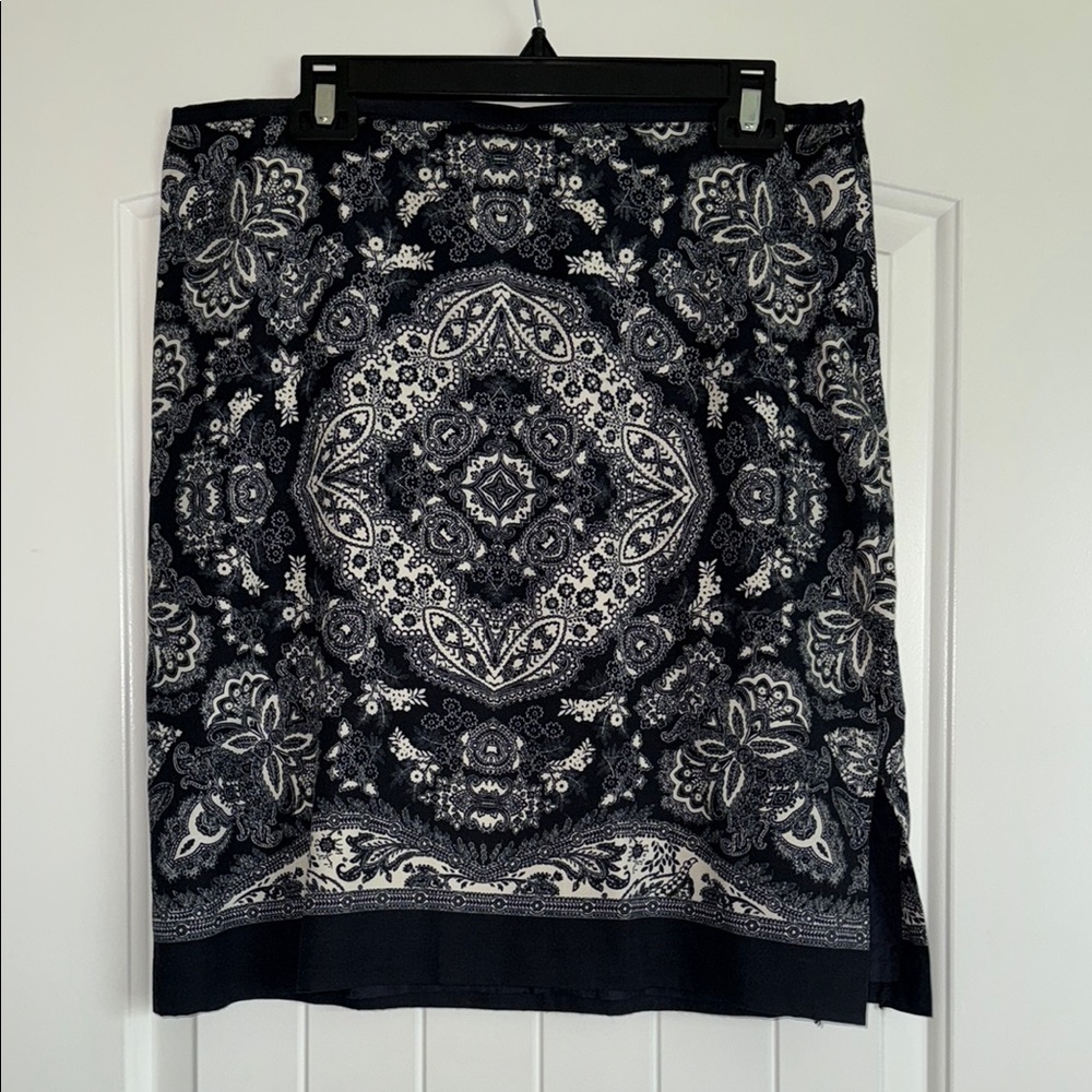 Elegant Blue and White Paisley Skirt